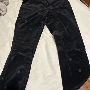 Anthropologie Black Velvet Polka Dot Trousers